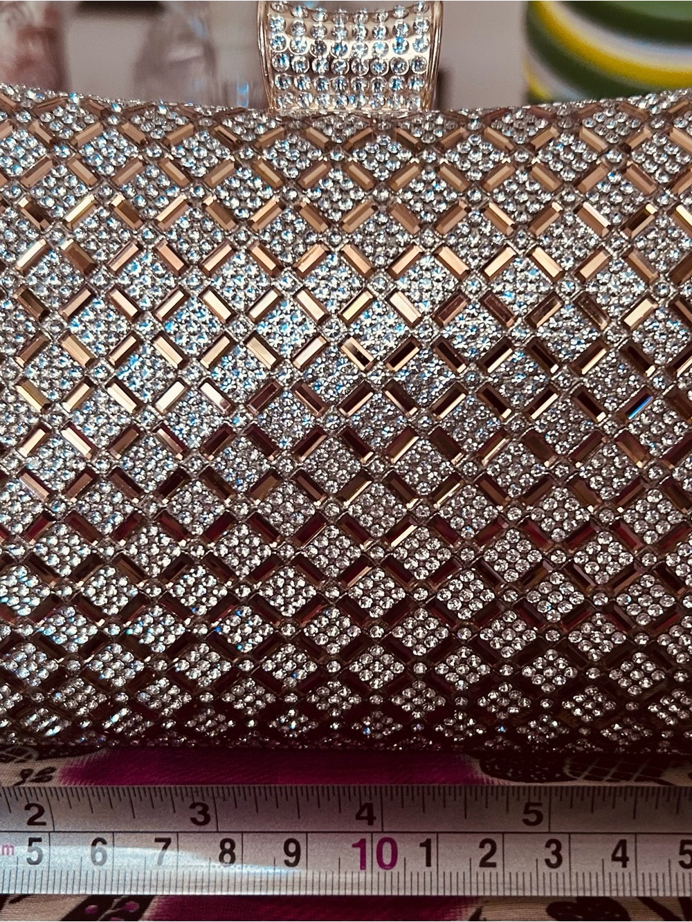 Alessi Rose Gold Crystal Mesh Clutch
